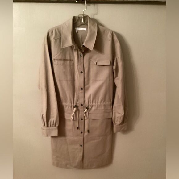 DEREK LAM 10 CROSBY SIZE 8 KHAKI DRAWSTRING SHIRTDRESS - Picture 2 of 10